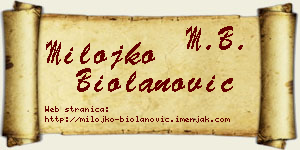 Milojko Biolanović vizit kartica